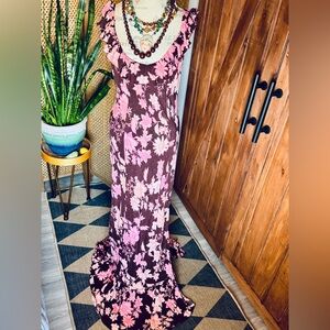 Free People Pink Flutter Sleeveless Maxi Dress